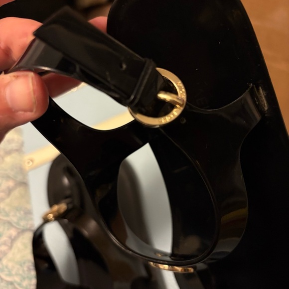 Michael Kors Black Sandals with Gold Emblem - Picture 9 of 9